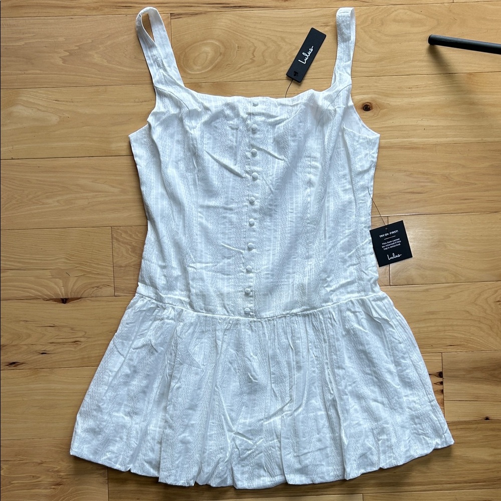NWT Lulus White Button-Front Peplum Dress | Size XL